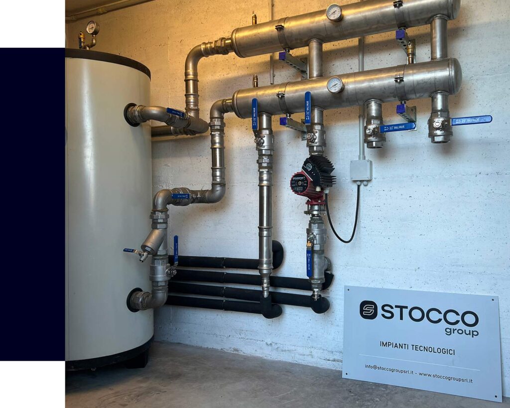 Cisterna per acqua calda per impianto di riscaldamento industriale a pompe di calore